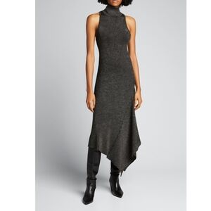 A.L.C. Metallic NWOT Black, Warm Gold Parker Rib Knit Stretch Bodycon Dress M